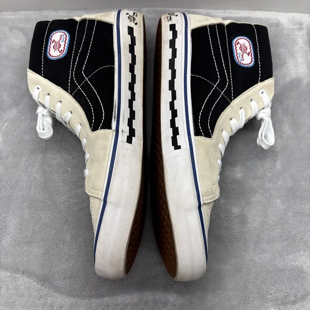 Vans Sk8-Hi Pro BMX Cream Black Graphic High Top Sneakers Mens 13